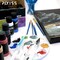 Pixiss Acrylic Paints Set of 16 (59 ml/2floz), 10 Paint Brush, 5x5-Inch Canvases 3 Pack